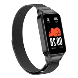 Magnetic Metal Bracelet with Protective Case - No Gaps Stainless Steel Strap for Redmi Band 2 (B)
