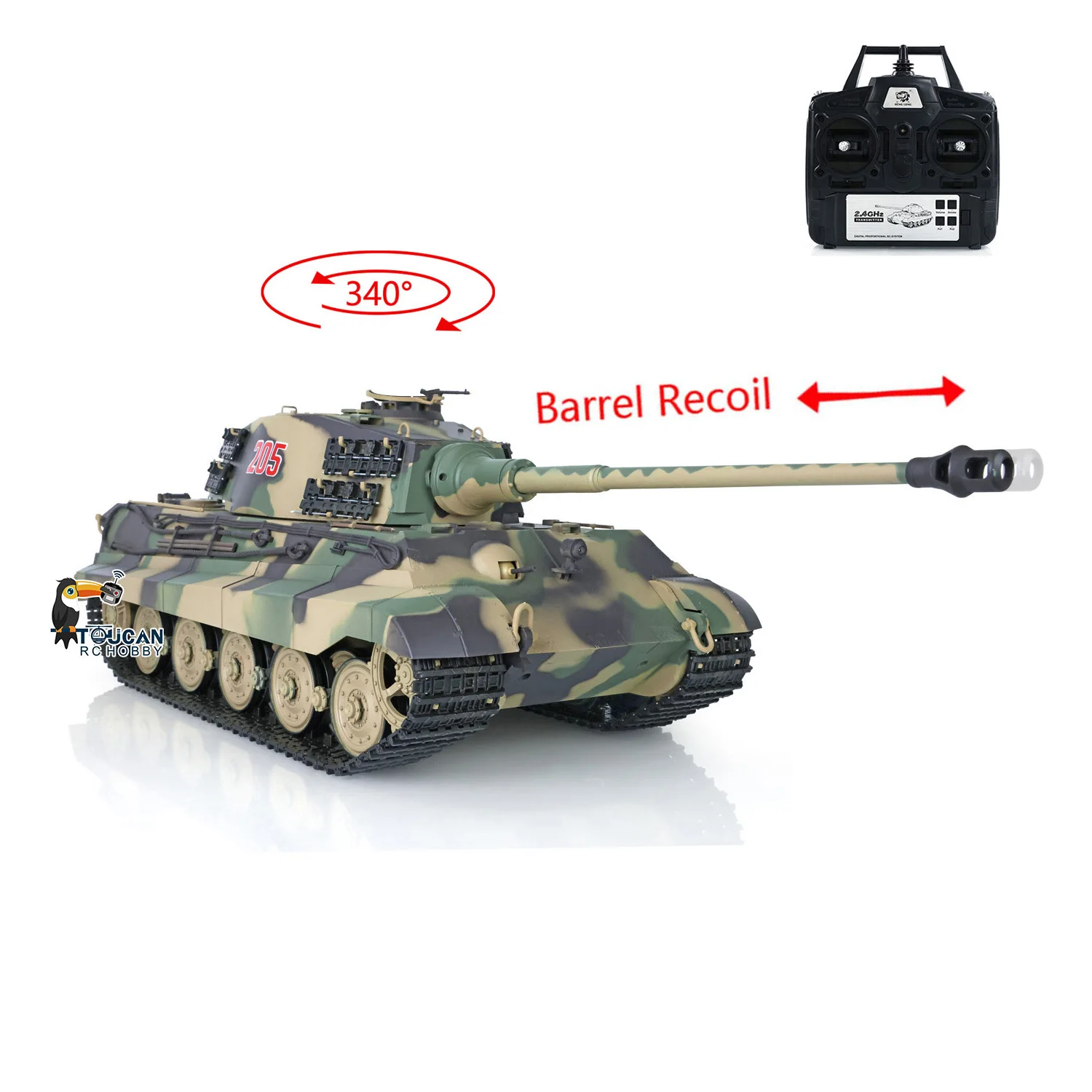 Détail de la tourelle du Panzer IV HengLong 1/16, tank robot télécommandé avec canon BB Airsoft, prêt à tirer.