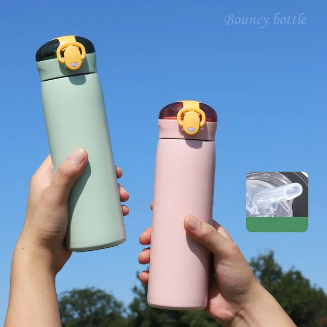 320/460ML Kids Stainless Steel Thermal Bottle Portable Kids Straw Mug Cold and Hot Thermal Thermos Student Water Bottle 2