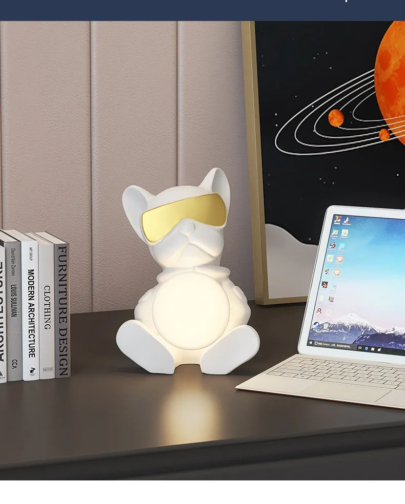 Candeeiro de Mesa Quarto das Crianças Proteção para os Olhos Buldogue Moderno Arte Deco Criativo Ornamento Lâmpada Cabeceira Luxo Sala Estar Led 8 Computers & Electronics