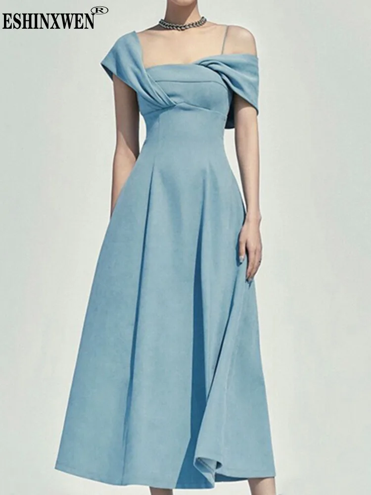 

Eshin Square Collar Short Sleeve Solid Color High Waist Party Dresses For Women 2024 Spring Fashion Female New Dress TH6472