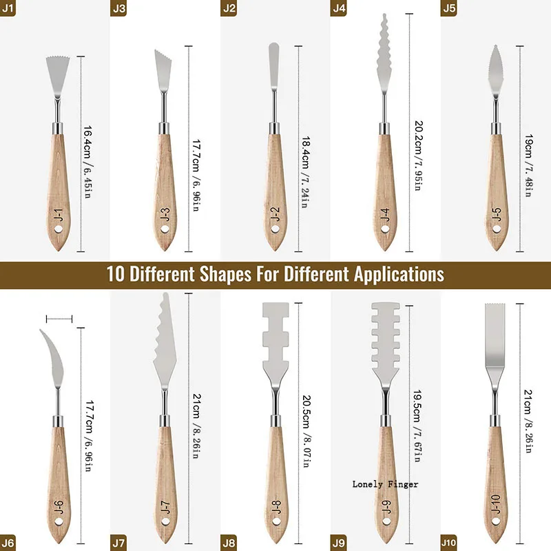 10Pcs Palette Knife Set, Stainless Steel Spatula Painting Knives, Wooden Handle Painting Pallet Knife Set for Oil Painting 2