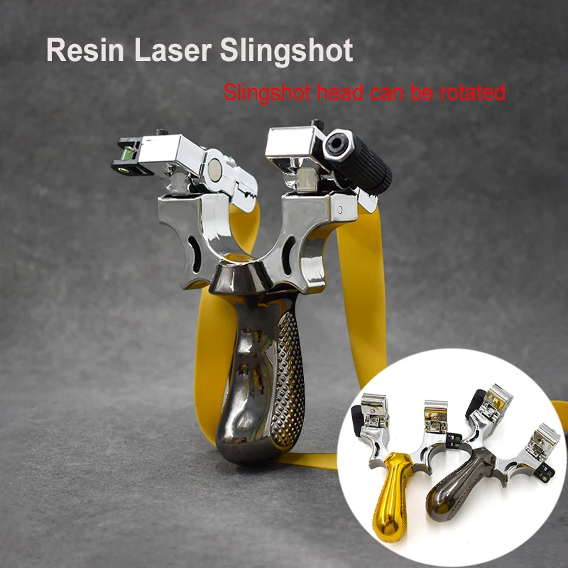 

New High Hardness Resin Rotating Head Slingshot Portable Laser Aiming Catapult High Precision Outdoor Hunting Shooting Slingshot
