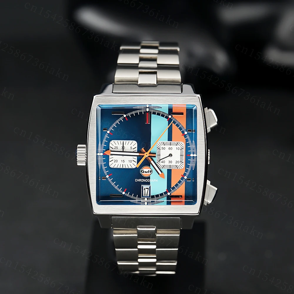 2022 Fashion New Square Color Bar 37mm Men's Leisure Sports Sapphire Mirror Stainless Steel Material Waterproof Quartz Watch