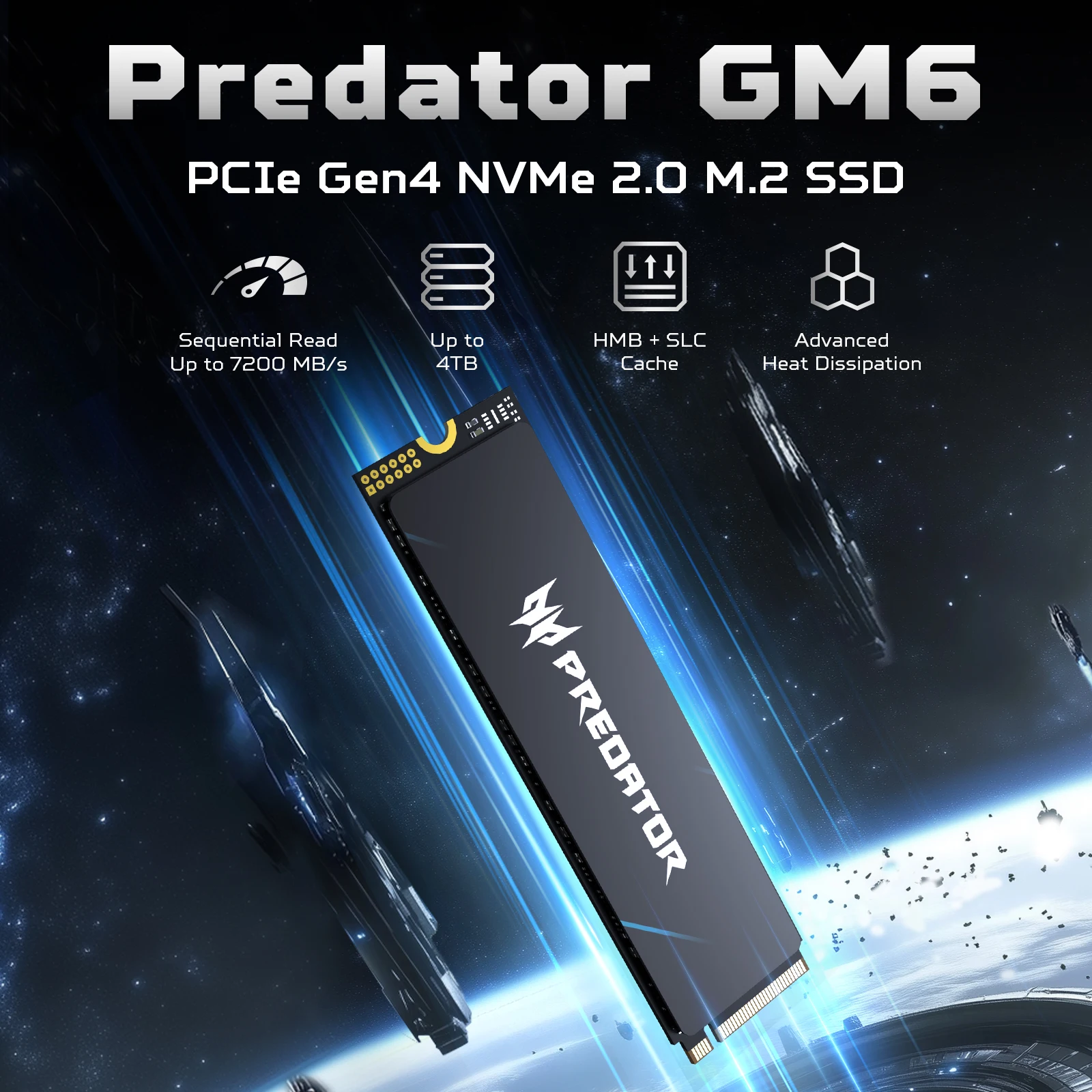 m.2SSD PREDATOR GM6 4TB （PCIE Gen4） Amazon.com: Predator M.2 SSD 4TB GM7000 with DRAM cache NVMe 1.4