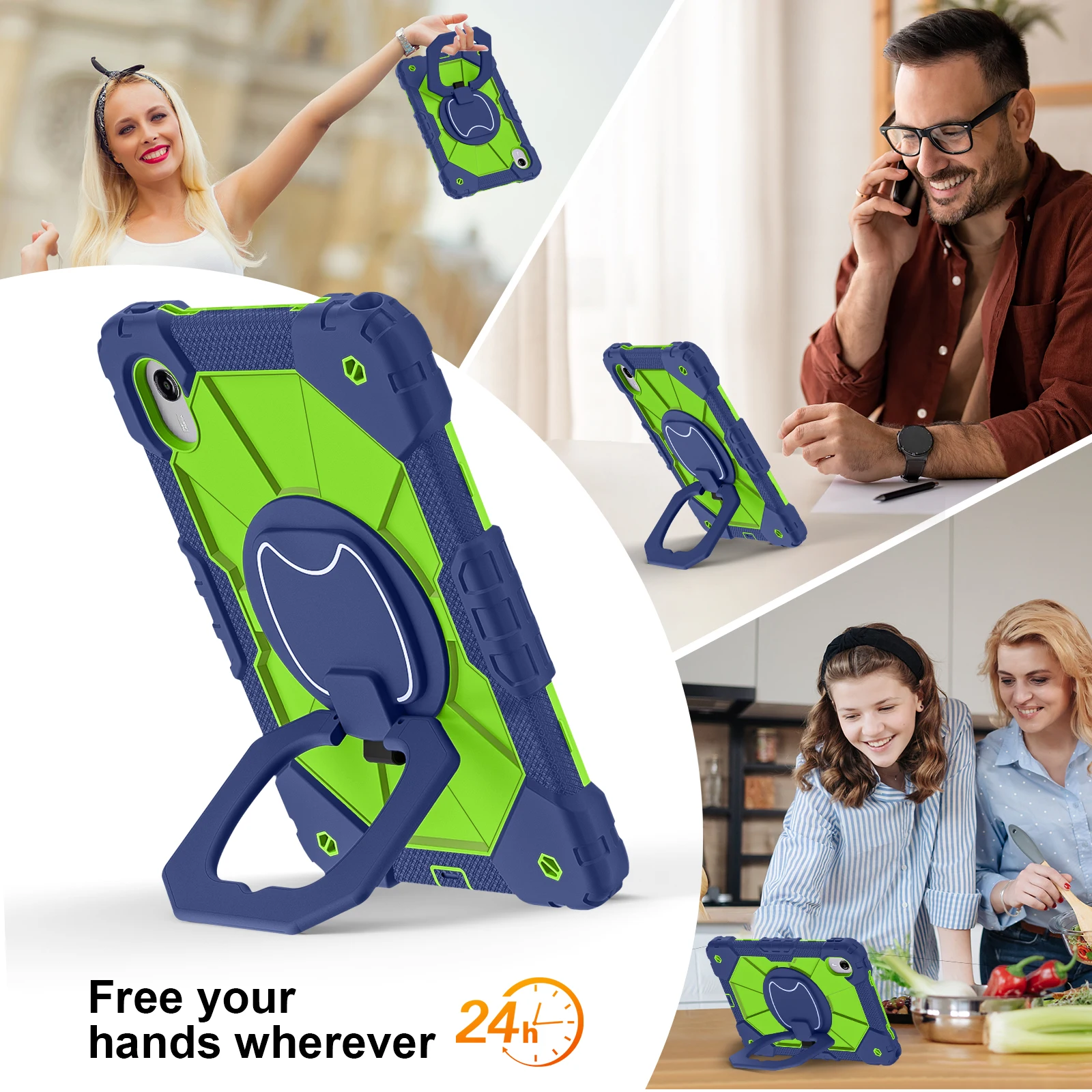 11 Rotating Stand Tablet Cover with Strap - Universal Fit Case