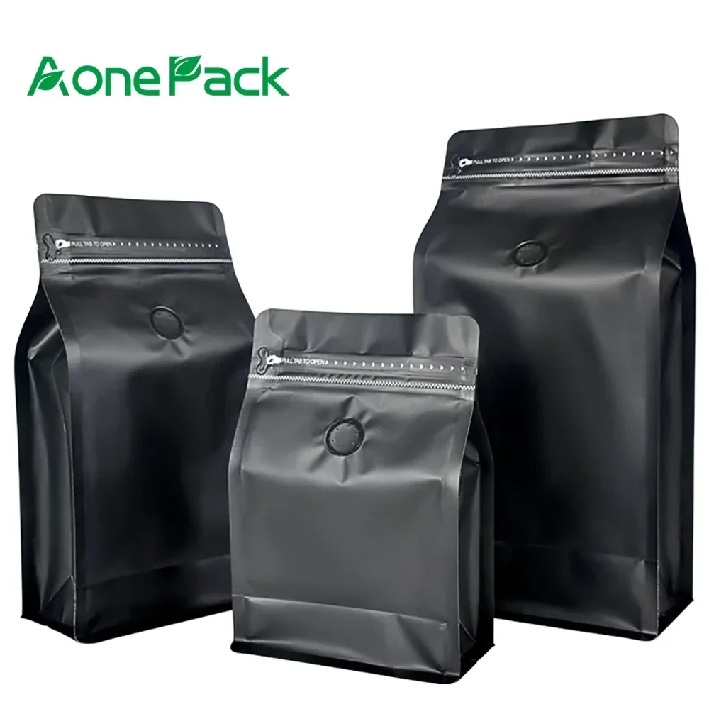 50PCS Matt Black 100g 250g 500g 340g 1kg Square Bottom Foil