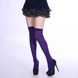 Vibrant Neon Thigh High Socks for Women - Sexy Evening Party Wear in Orange and Yellow (PURPLE)