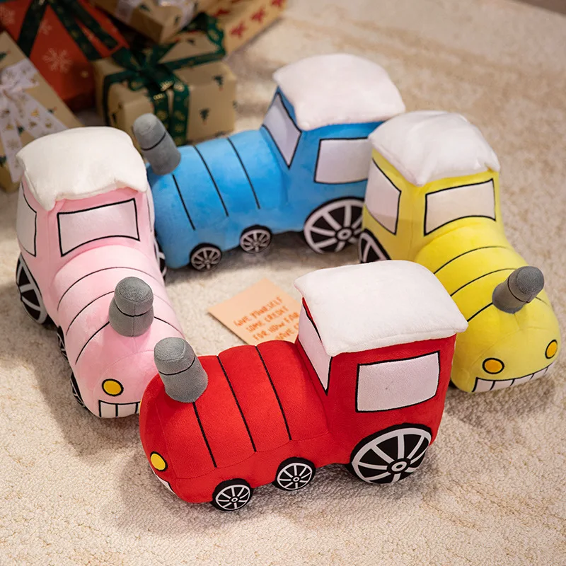 35/40cm Cartoon Little Train Plush Pillow Stuffed Blue Pink Red