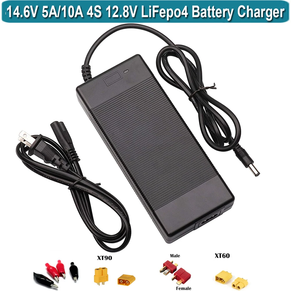 

14.6V 5A 10A LiFePO4 Battery Charger, Smart 14.6V Chargers for 12.8V 4S Lithium Iron Phosphate Rechargeable Batteries