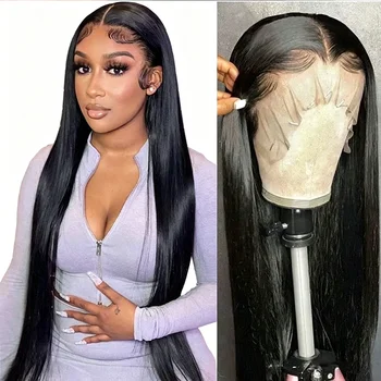 260% 40Inch Straight Lace Front Wigs Human Hair 13x5 HD Lace Frontal Wig Bone Straight Human Hair Wig Pre Plucked For Women 1