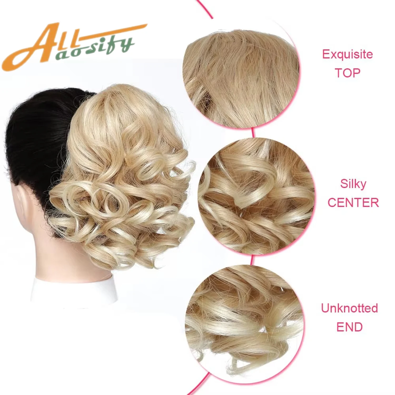 Short Curly Drawstring Ponytail Extensions Synthetic Clip In Hair Extensions Elegant For Daily Use for women