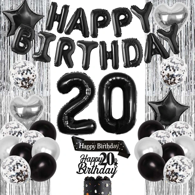 1 Kit de 5 Ballons aluminiums anniversaire 20ans or