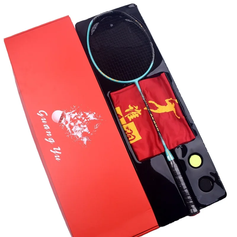 GuangYu-Woven Carbon Fiber Badminton Racket, Offense Battledore, Professional Competition, 32LB