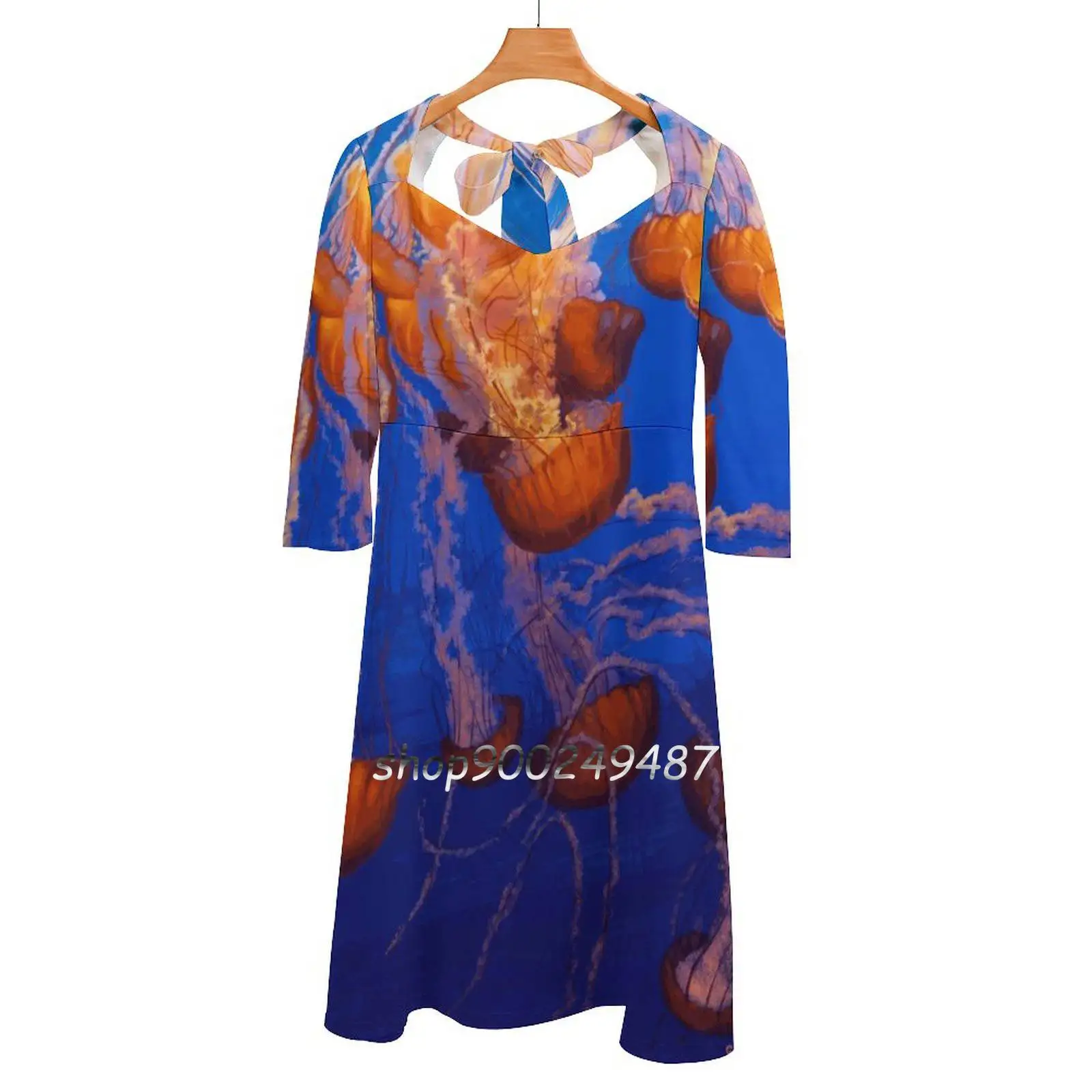 

Jellyfish-Art By Greg Hildebrandt Square Neck Dress Sweet Summer Dress Women Elegant Halter Print Dress Jellyfish Sea Ocean