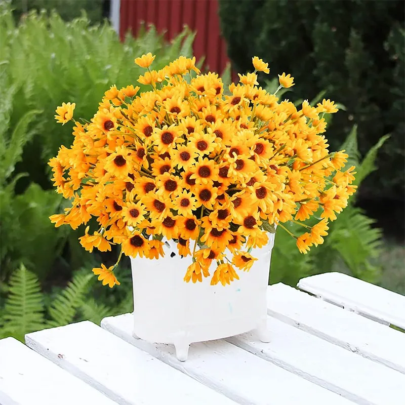 Künstliche Blume Seide Gelb Kleine Gänseblümchen Hochwertige Hochzeit Brautstrauß Hause Vase Tisch Diy Geschenkbox Scrapbook Dekoration – Detail 5