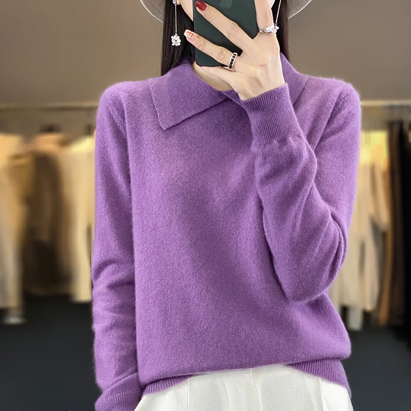 

2023 Autumn And Winter Doll Neck Soft Women Sweaters 100% Wool Knitting Pullovers Long Sleeve Female Fashion Cashmere Jumpers