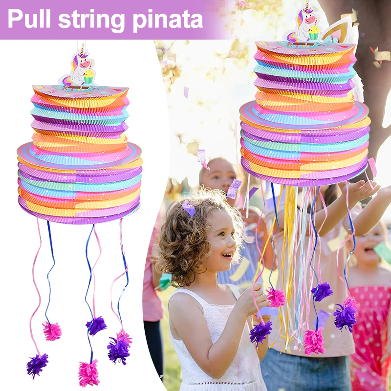 Kids Unicorn Party Pinata Toy Gift Rainbow Horse Girls Happy Birthday Party Decoration Supplies Filled Confetti Surprise