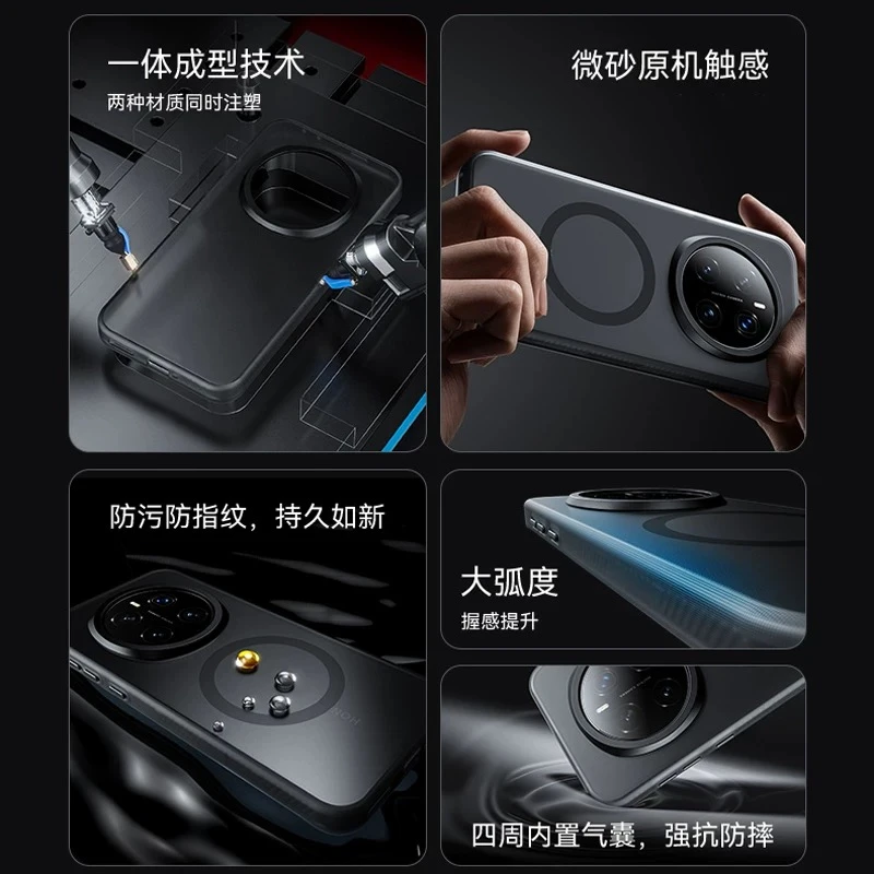 Magnetic Shockproof Matte Case with Transparent Back and Built-in MagSafe Compatibility