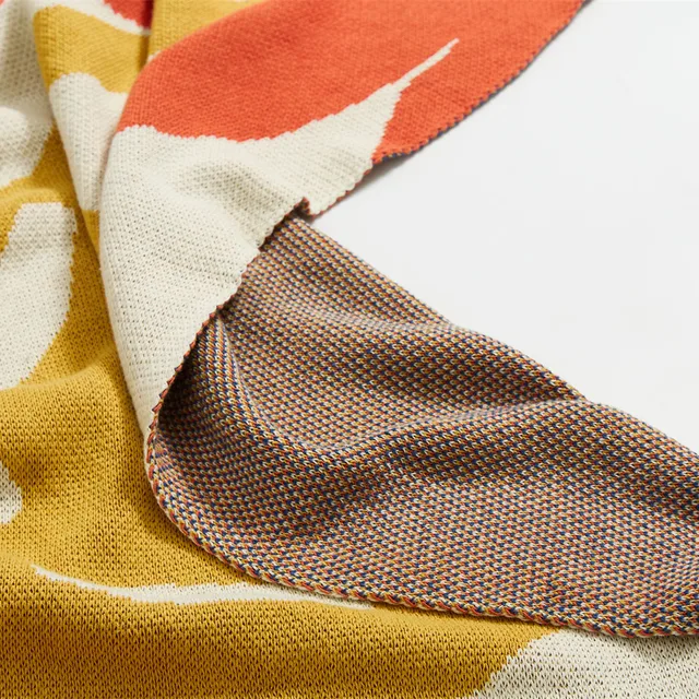 Yiruio Nyári Levelek Mintázott Kötött Takaró Lelkipásztori Hajnal Naplemente Elegáns Dekoratív Ágyhoz Kanapé Piknik Utazási Tábor - Image 6