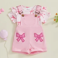 Adorable Toddler Girl Floral Romper And Ruffle Skirt Summer Set