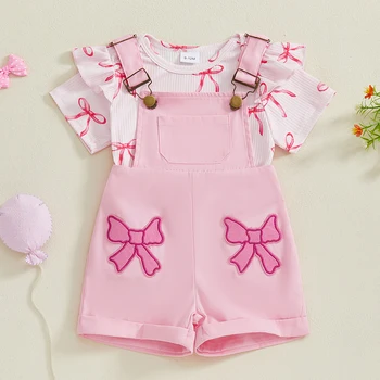 Adorable Toddler Girl Floral Romper And Ruffle Skirt Summer Set