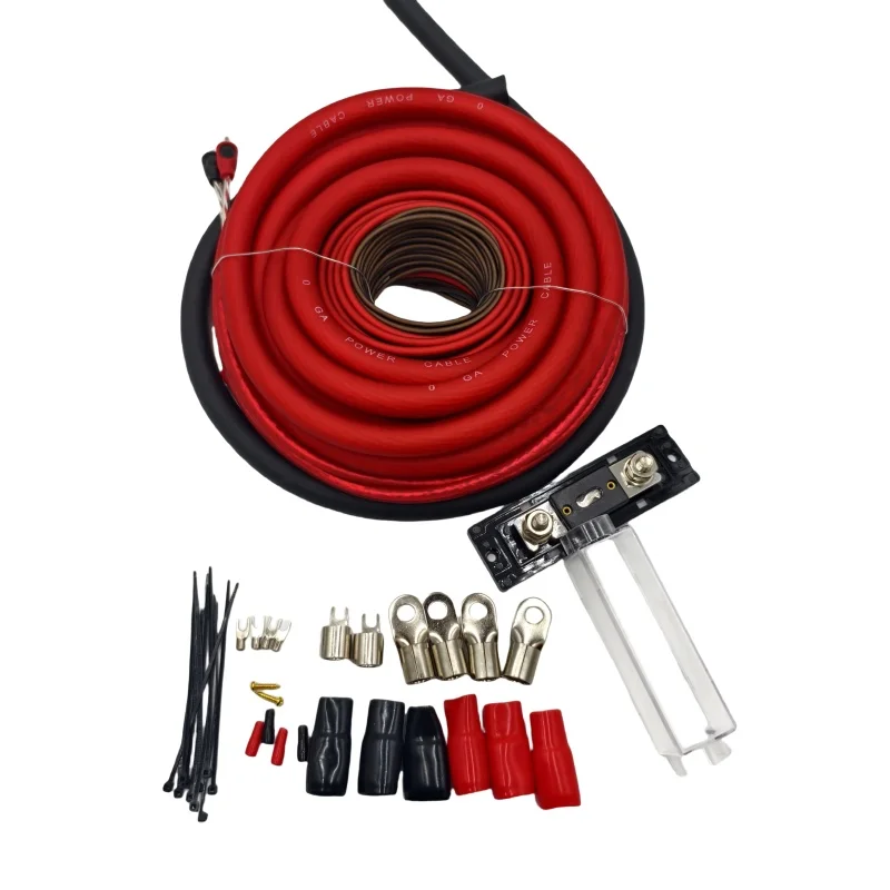 Car Audio 0GA Red Car Copper Clad Aluminum Amplifier Wiring Kit 0Gauge Amp Kit