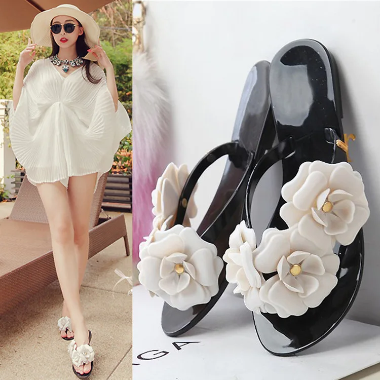Comemore Summer Women's Shoes 2022 Flip Flops Women Slippers Female Beach Sandals with Floral Ladies Jelly Shoes Sandalias Mujer