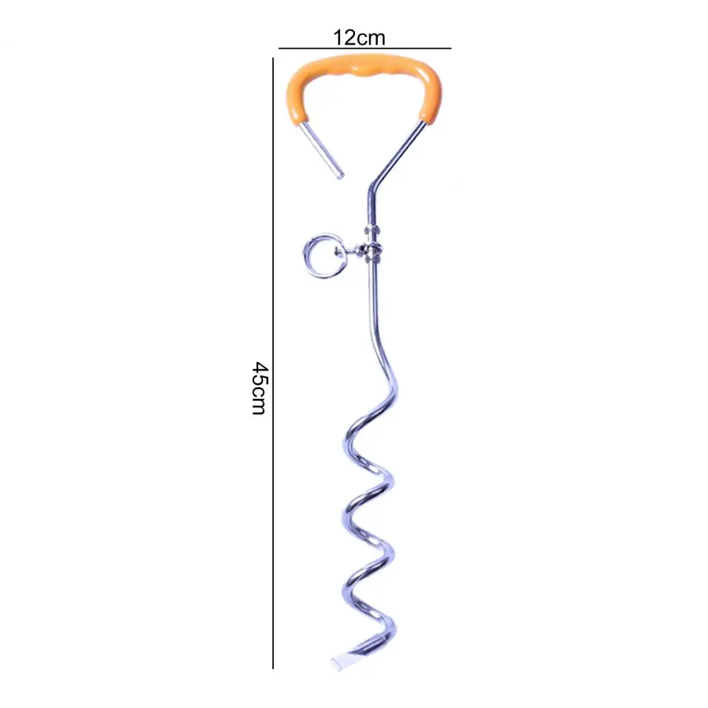 Dog Stake 360 Degree Rotating Ring Handle Stake Attach Tie Out Cable Anti Rust Medium-Large Dogs Spiral Outdoor Play dog stake