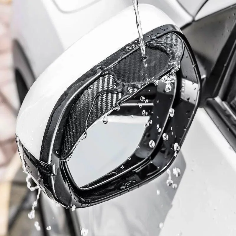 Rearview Mirror Rain Eyebrow 2Pcs Car Rearview Mirror Rain Eyebrow Visor Carbon Fiber Rear View Sun Visor Rainproof Blades Sticker Car Decor Accessories