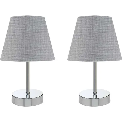 

Металлическая подставка Bysay Sun, 2'li, абажур, Настольная хромированная, серая