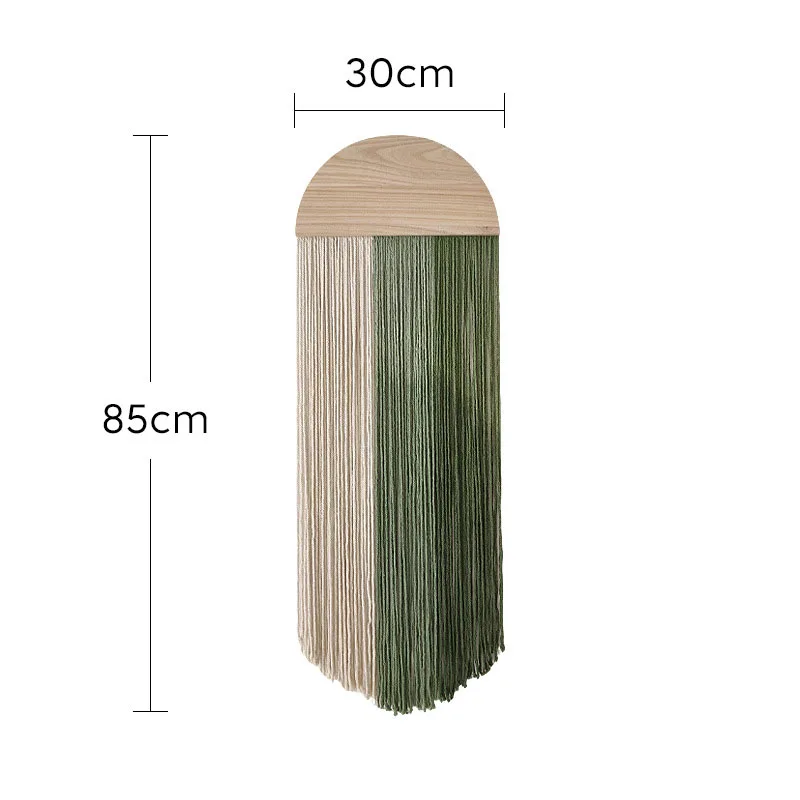 Creative tapestry, hand woven semi-circular wooden board, tassel tapestry, living room, homestay, wall hanging, wall decoration - 3