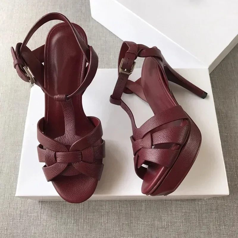 

Women's Sandals Leather High-heeled Sandals Waterproof Platform Brand Shoes Women's Party Sexy Wedding Women's Shoes