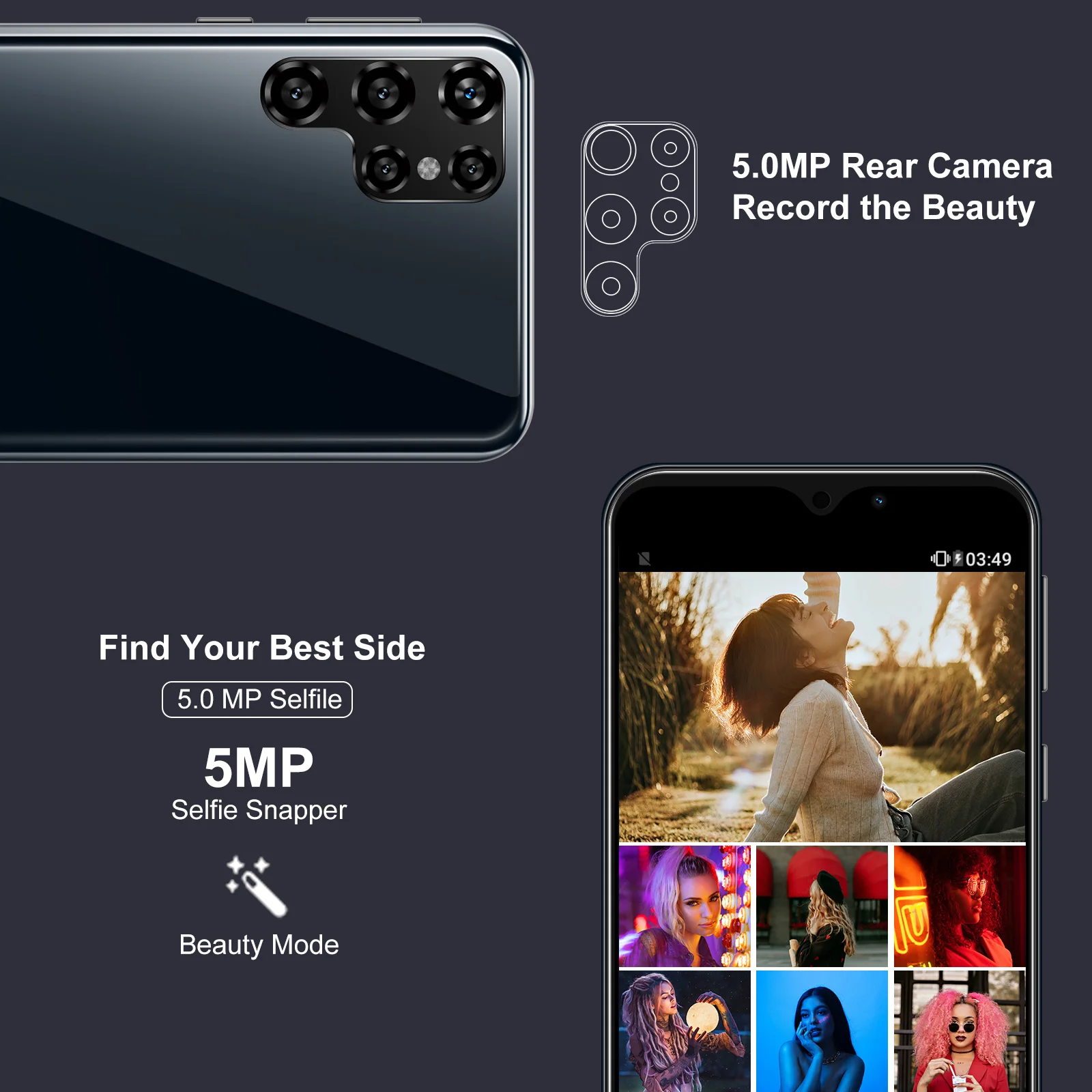 XGODY X60 Android Smartphone,6.0 inch,16GB ROM 2GB RAM,5+5MP,Cellphones,Dual SIM Quad Core,4G LTE Network,Mobile Phones,Face ID 4