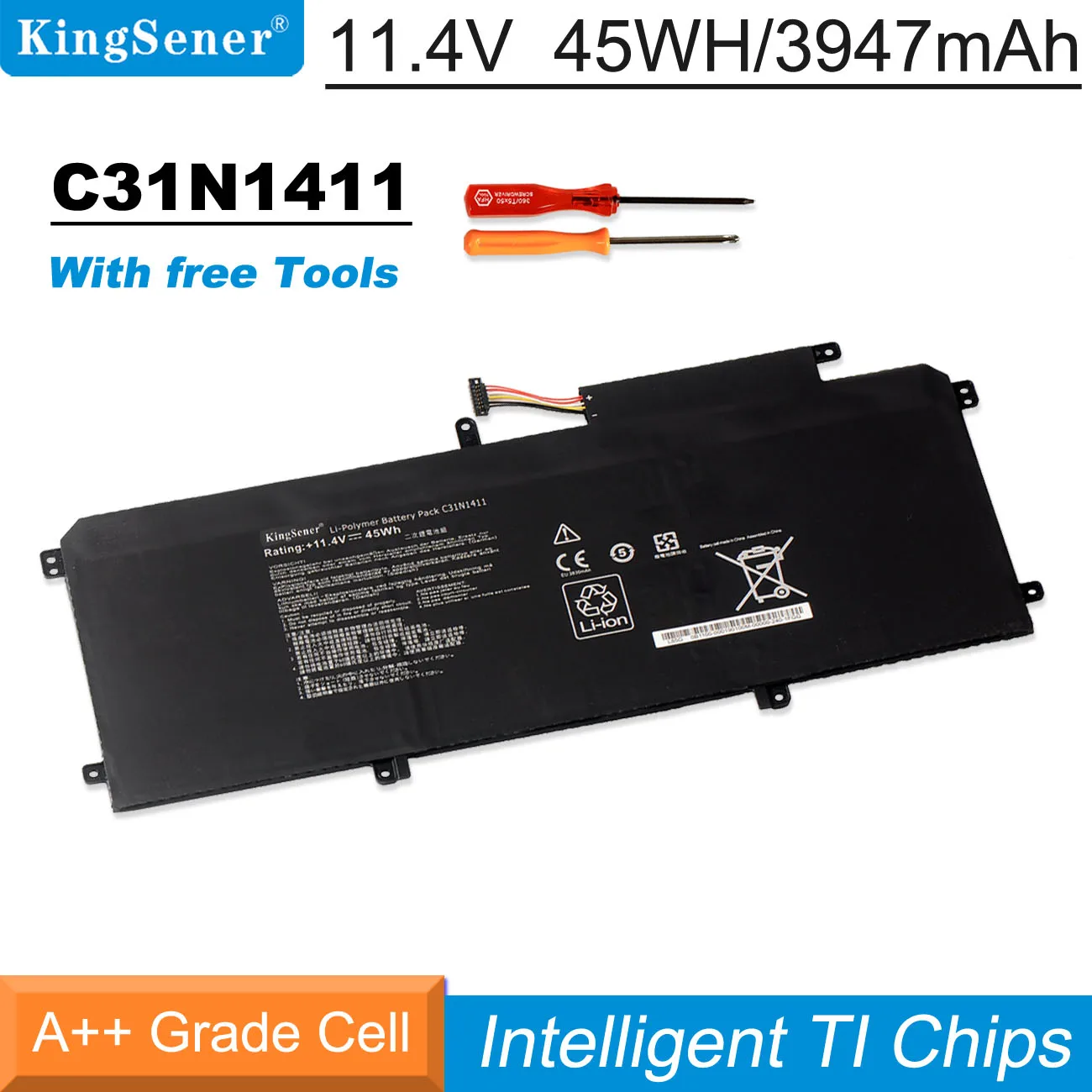 Bateria do Portátil Asus Zenbook U305 U305f U305fa U305ca Ux305ca Ux305ca Ux305f Série Ux305fa 11.4v 45wh Kingsener-c31n1411