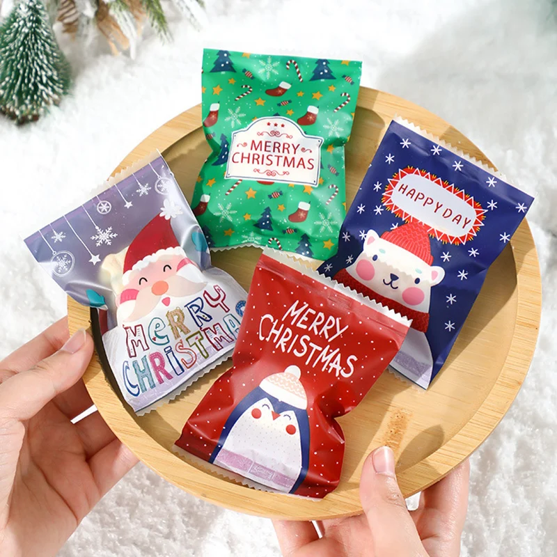 100pcs Handmade Christmas Candy Bag Cookies Nougat Packaging