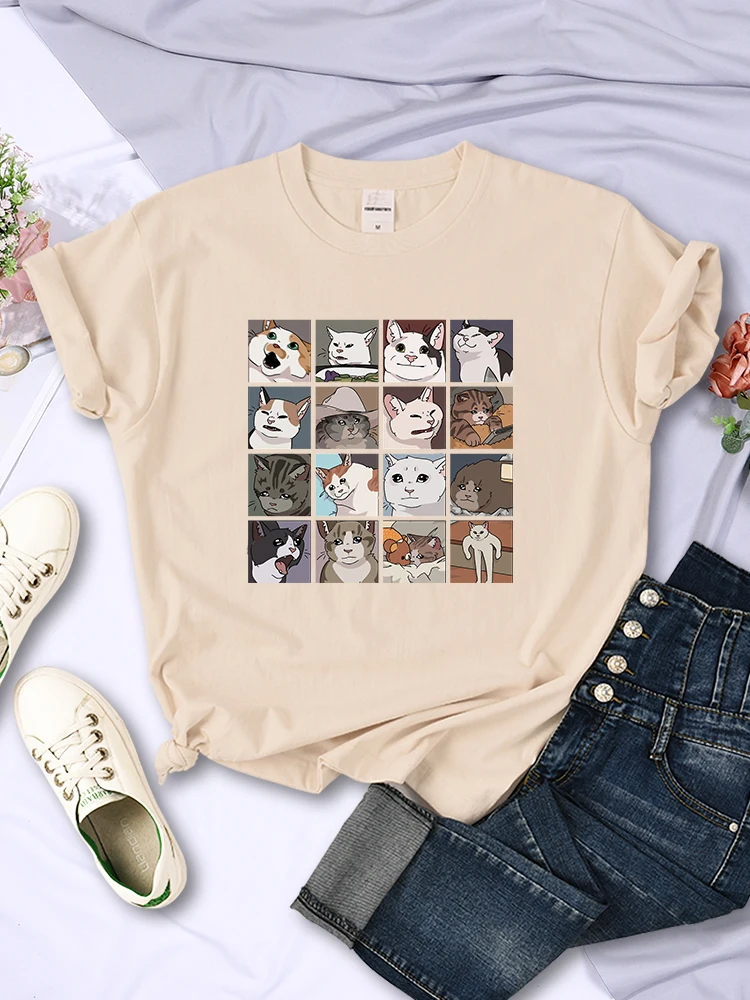 T-shirt imprimé animal chien chat pour femme, vêtement d'été tendance, style sportif Haruku, multicolore, décontracté, 802_voghion.com