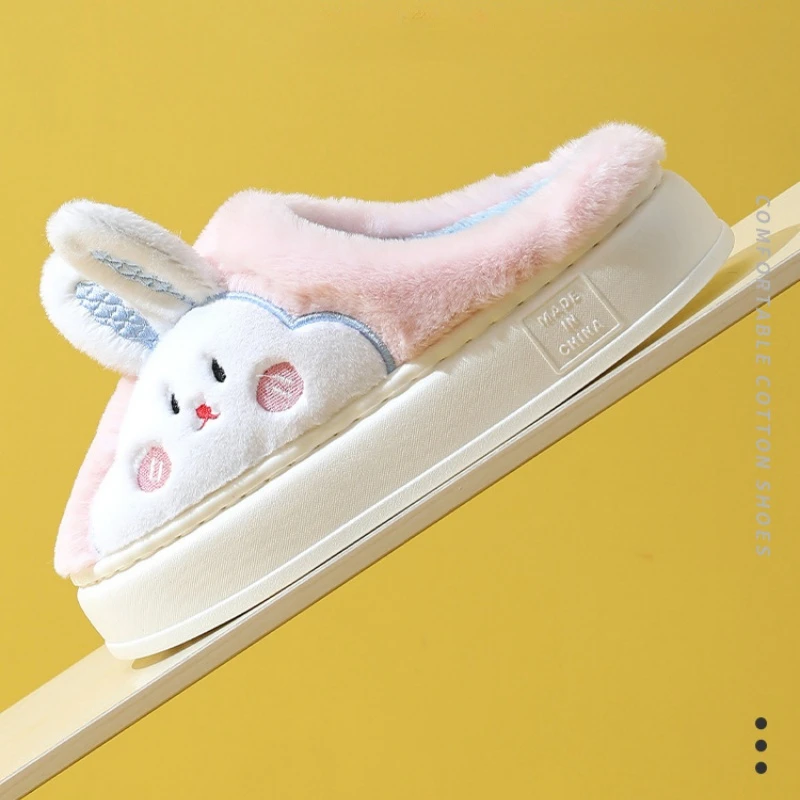 Autumn Winter Women Cute Rabbit Plush Slippers Females Lovely Warm Non-slip Home Slides Adults Indoor Cartoon Soft Furry Shoes 5