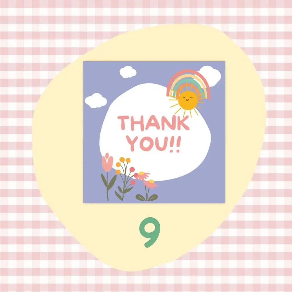 Thank You Cards Cartoon Flower Multicolor Gratitude Labels 100PCS Party Supplies DIY Greeting Postcards Home Decorations