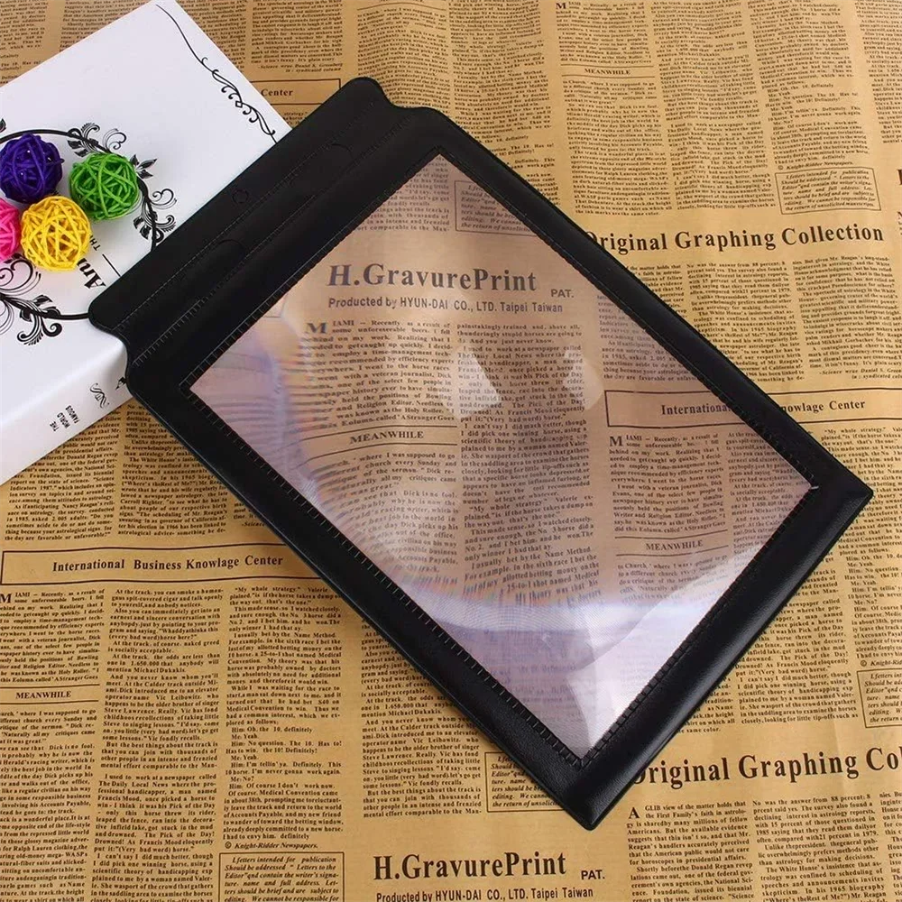 Portable A4 Full Page Magnifier Black Frame Ultra Thin Magnifying Glass Bookmark Magnifying Lens for Reading Books 1pc magnifying glass reading magnifier
