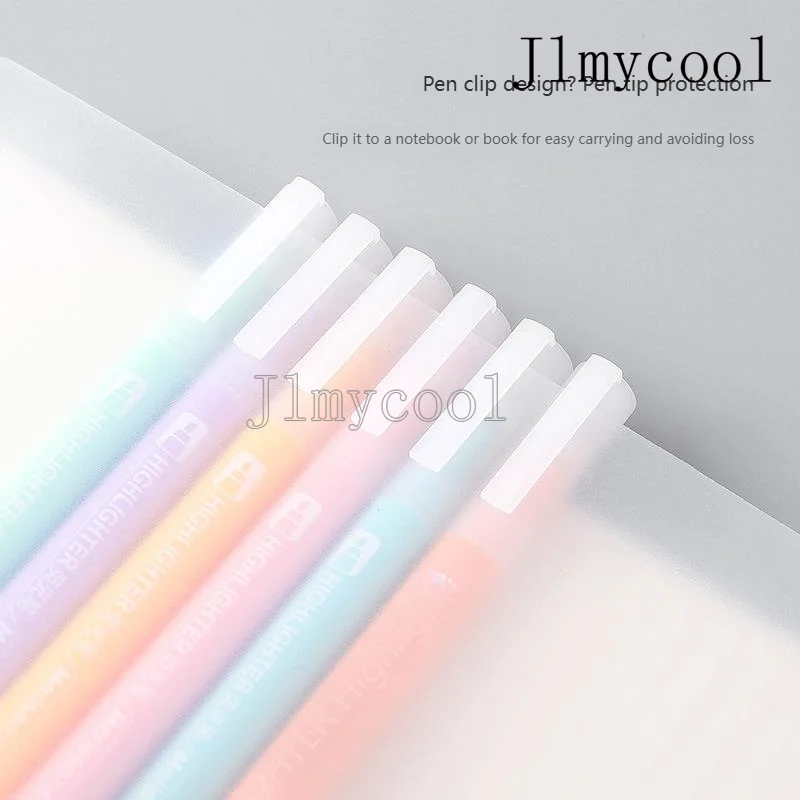 6PCS 마카롱 6색 형광펜, 학생용 마커 그래피티 펜 신선한 캔디 컬러 핸드북 펜 W-885-6