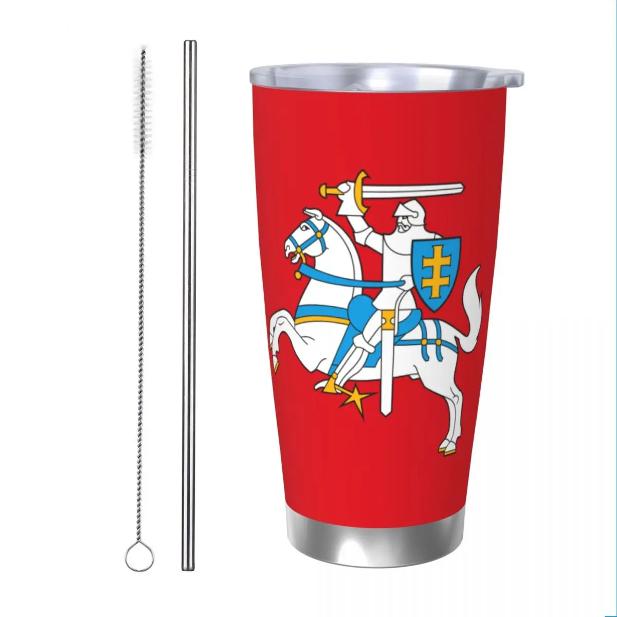 

Флаг Литвы изолированный стакан с соломинкой литовский Ensign вакуумные кофейные кружки уличный термос бутылка чашки, 20 унций