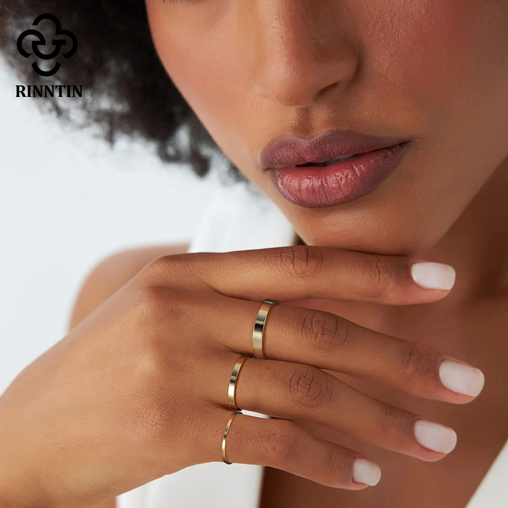 Rinntin 925 Sterling Silver 1mm 2mm 3mm Simple Wedding Statement Band Rings for Women Anniversary Stacking Finger Jewelry APR33 5