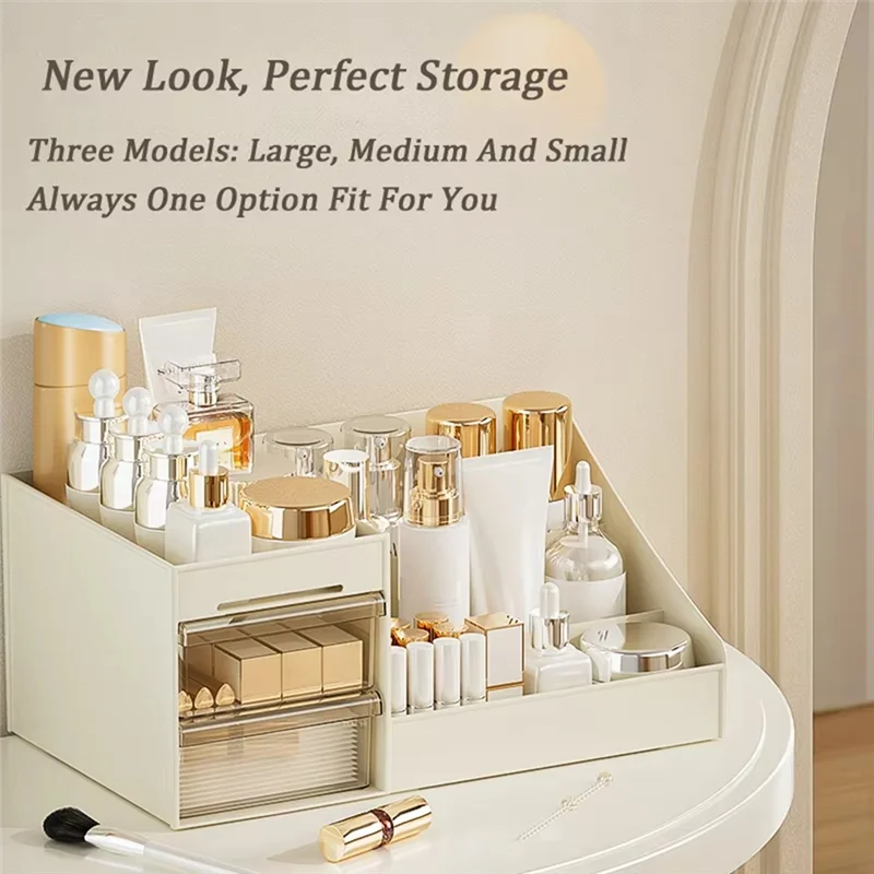 Cosmetic Organizer With Clear Drawer Countertop Organizer For Cosmetics, Lotion,Lipstick Ideal For Dressers Or Bathrooms 4