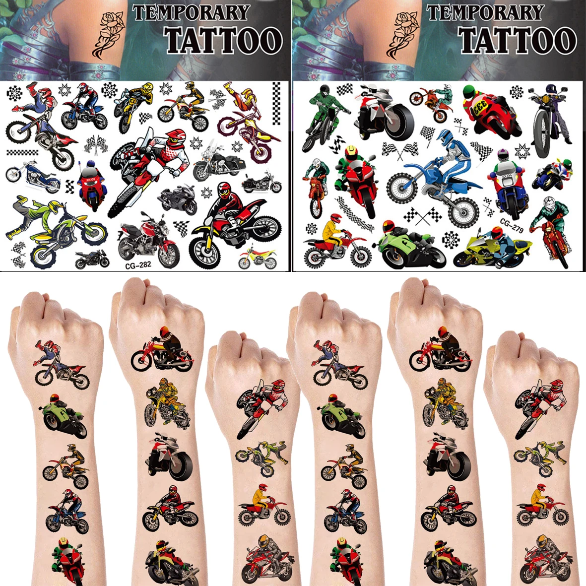 1pc Motocross Motorcycle Tattoo Sticker Dirt Bike Tattoos Kids Face Arm Art  Tattoo Motorcycle birthday party decoration Gift toy - AliExpress