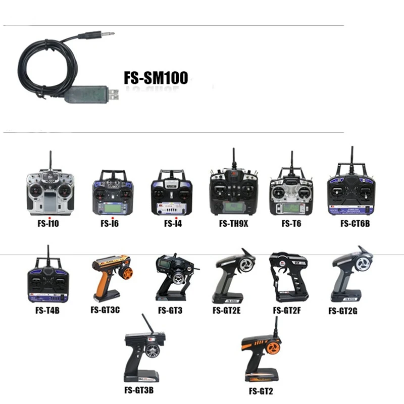 Câble Simulateur Vol USB RC FMS pour FLYSKY FS-SM100 SM100 - Lot de 2