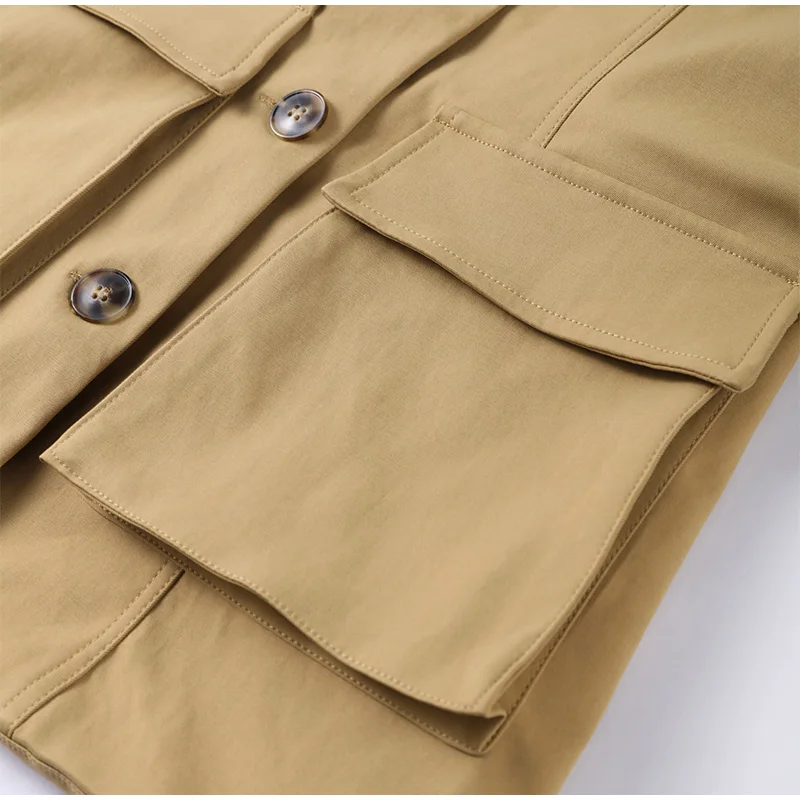 Pocket Stand Collar Long Sleeves Jacket Woman Single Breasted Solid Color Waist Cinching Jackets Versatile Women's New Jackets 24 S010e76955f404046b53637ef25b9aa5bS