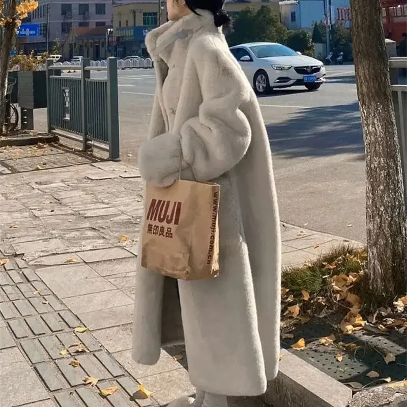 Women's 2024 Winter Mid Length Loose Slim Skin Fur Lntegrated Environmental Protection Mink Fur Coat With Fur Fur Fur Buckle WLF