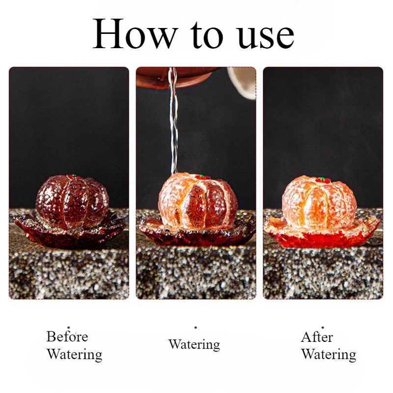 Chinese Resin Color Changing Tea Pet Lucky Orange Model Tea Figurine Ornaments Home Set Decoration Accessories Crafts