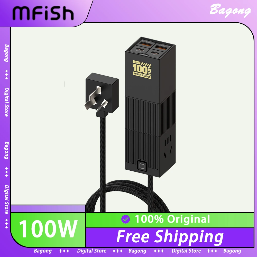 

Mfish 100W GaN Fast Charger TypeC USB 1.5m AC Quick Chargers Safe Multiple Interfaces For iphone 14 15 Macbook iPad Huawei PC